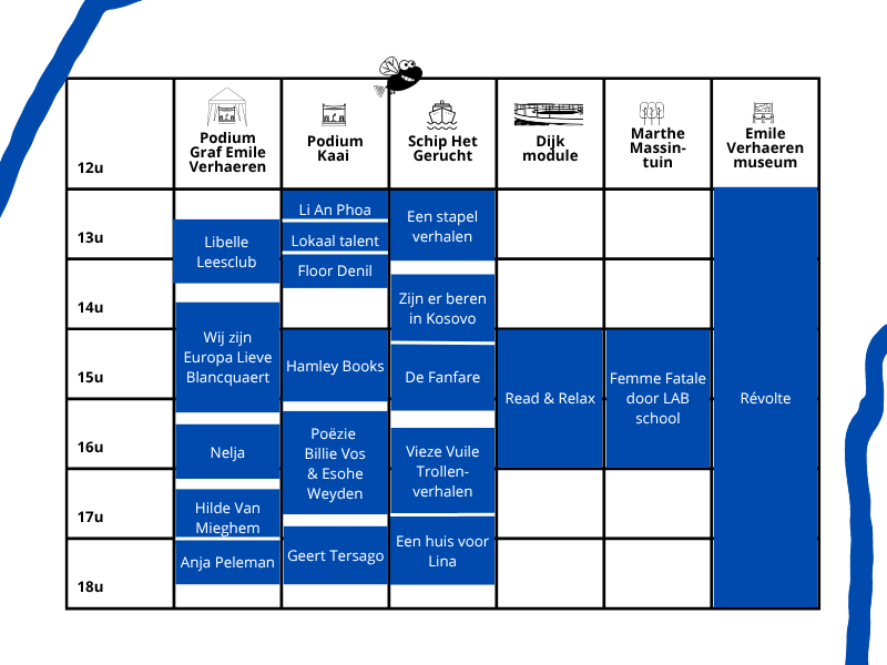 timetable Dichter bij Water 2026