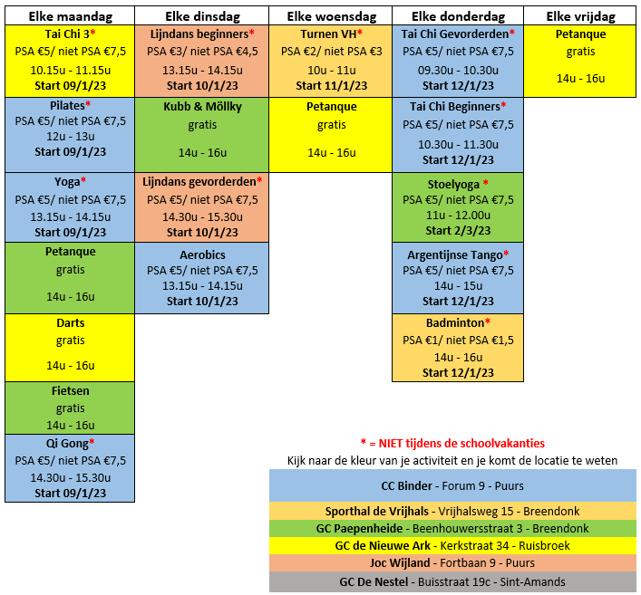 Weekschema sport je fit